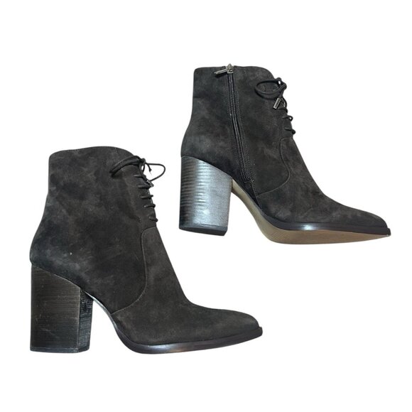 Marc Fisher LTD Aaliyah pointy toe lace-up bootie in dark Brown Size 10 - Picture 2 of 4